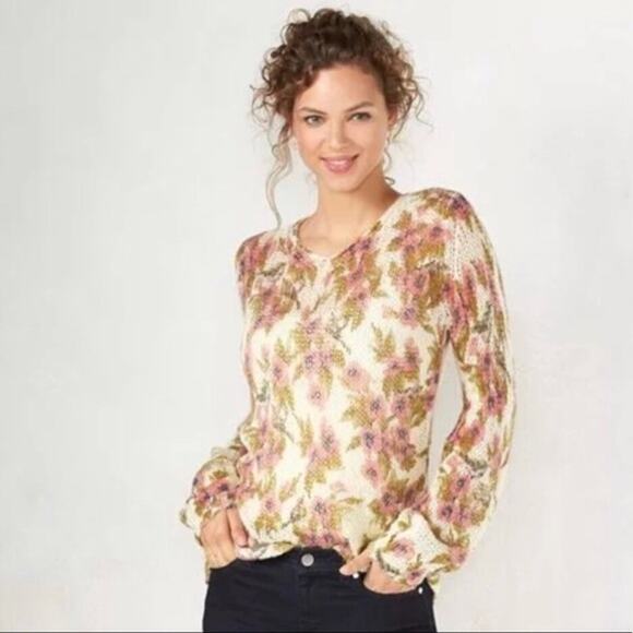 Lauren Conrad Disney NWOT Snow White Collection Floral Print Pullover Sweater M - Picture 1 of 11